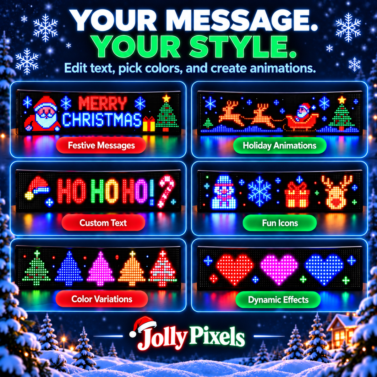 Jolly Pixels Christmas LED Car Sign